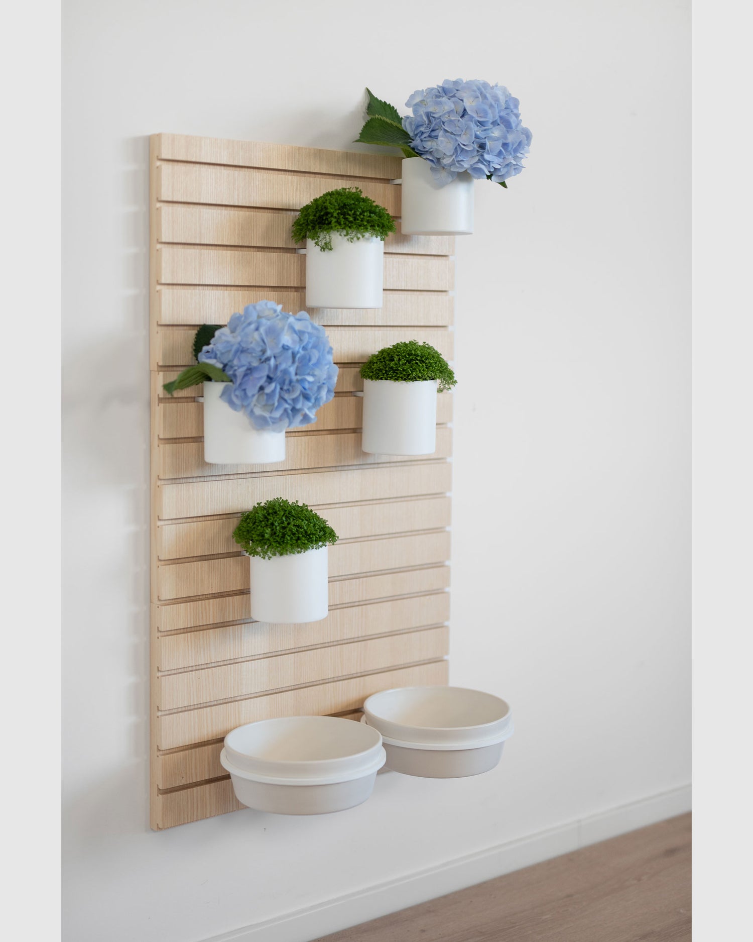 Bowls And Flowers Wooden Base